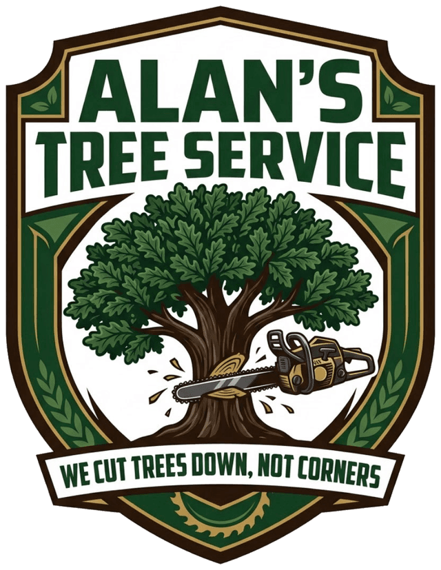 Alan's Tree Service shield logo